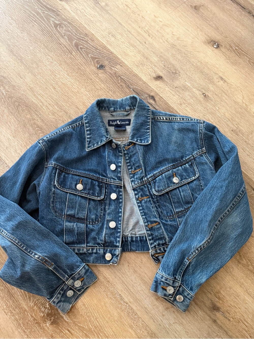 Vintage Ralph Lauren Cropped Denim Jacket - Medium Blue Wash